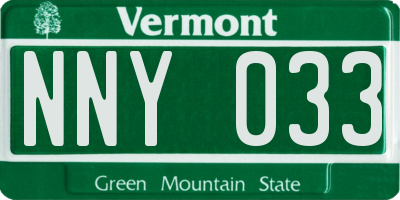 VT license plate NNY033