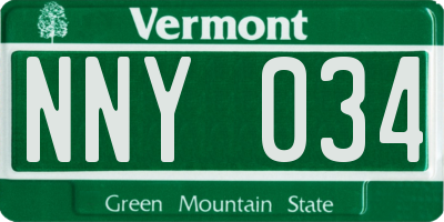 VT license plate NNY034