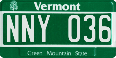 VT license plate NNY036