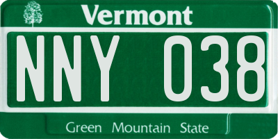VT license plate NNY038