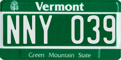 VT license plate NNY039