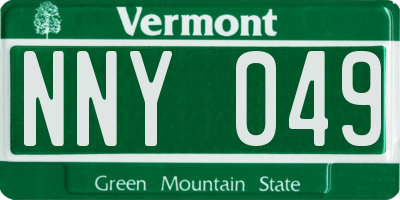 VT license plate NNY049