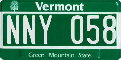 VT license plate NNY058