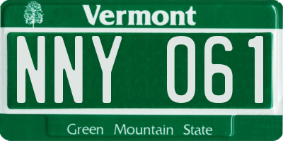 VT license plate NNY061