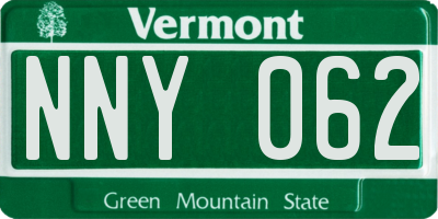 VT license plate NNY062