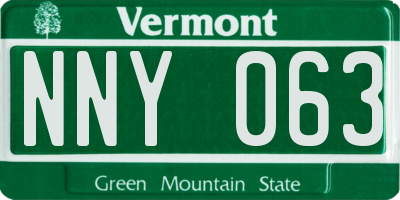 VT license plate NNY063