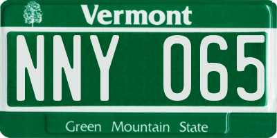 VT license plate NNY065