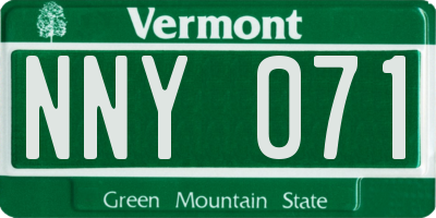 VT license plate NNY071