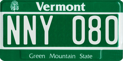 VT license plate NNY080