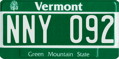 VT license plate NNY092