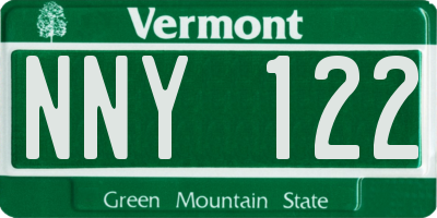 VT license plate NNY122