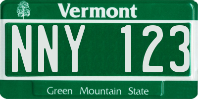 VT license plate NNY123