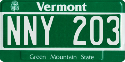 VT license plate NNY203