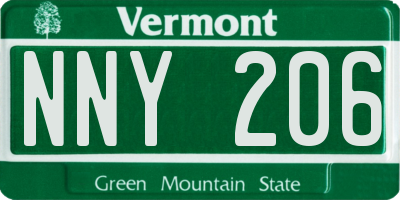 VT license plate NNY206