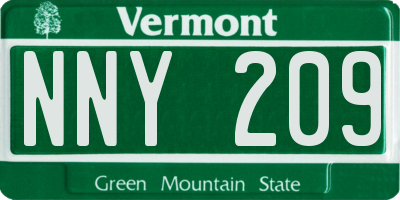 VT license plate NNY209