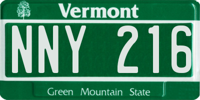 VT license plate NNY216