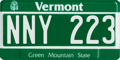 VT license plate NNY223