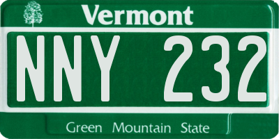 VT license plate NNY232