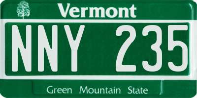VT license plate NNY235