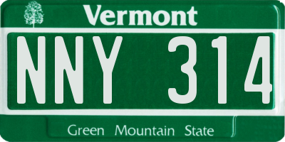 VT license plate NNY314