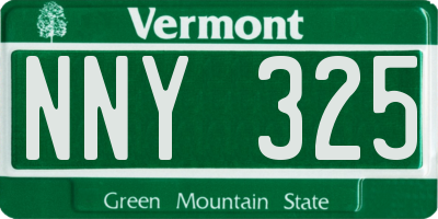 VT license plate NNY325