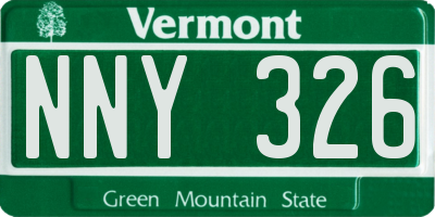 VT license plate NNY326