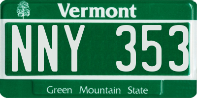 VT license plate NNY353