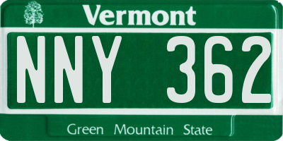 VT license plate NNY362