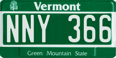 VT license plate NNY366
