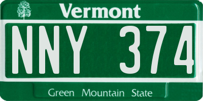 VT license plate NNY374