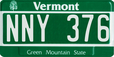VT license plate NNY376