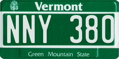VT license plate NNY380