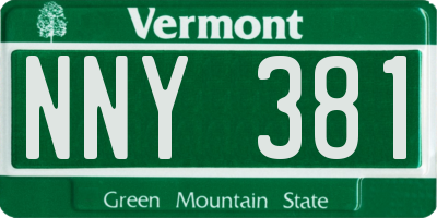VT license plate NNY381