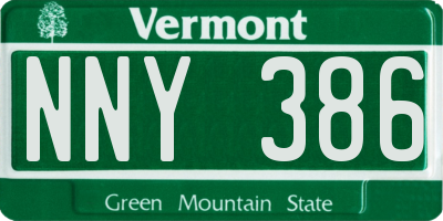 VT license plate NNY386