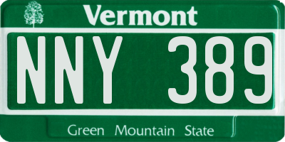 VT license plate NNY389