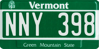VT license plate NNY398