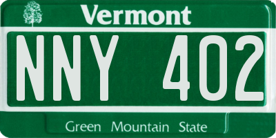 VT license plate NNY402