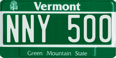 VT license plate NNY500