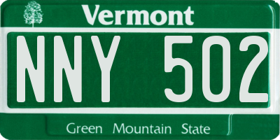 VT license plate NNY502