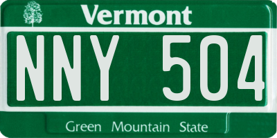 VT license plate NNY504