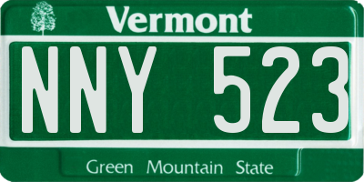 VT license plate NNY523