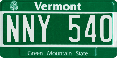 VT license plate NNY540