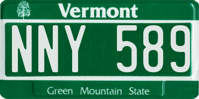 VT license plate NNY589