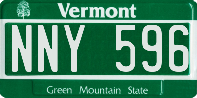 VT license plate NNY596