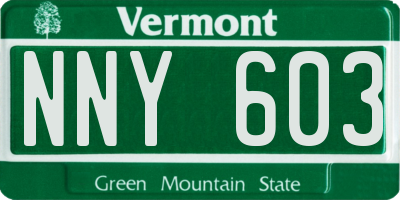 VT license plate NNY603