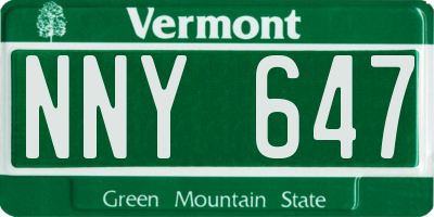 VT license plate NNY647