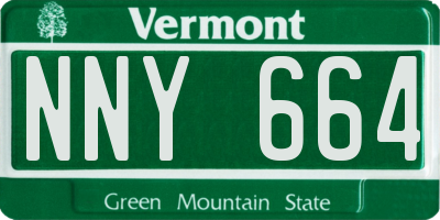 VT license plate NNY664