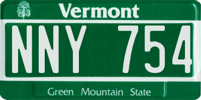 VT license plate NNY754