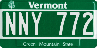 VT license plate NNY772