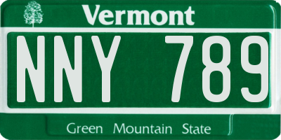 VT license plate NNY789